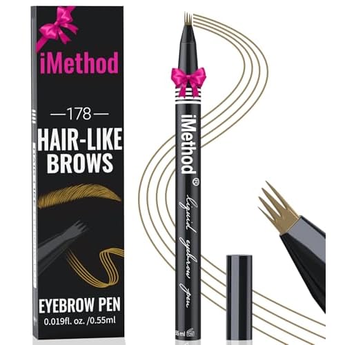 iMethod eyebrow pen - Microblading eyebrow pen, eyebrow pencil with a Micro 4-Fork Tip for Natural Hair-Like Brows, Long-Lasting Eye Brow Pencils for Women, Waterproof, Light Brown