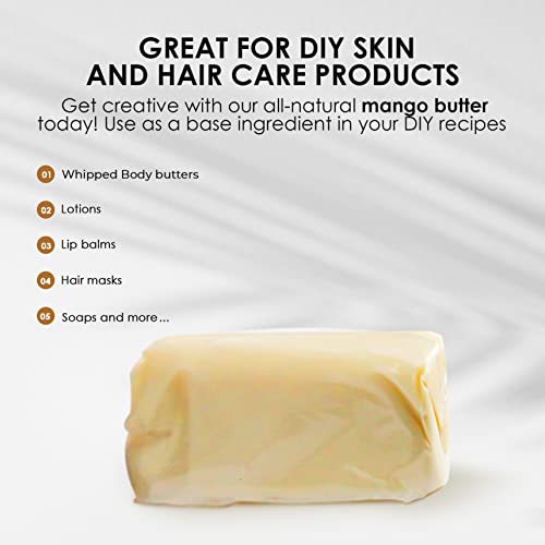 Unrefined Mango Butter - 1LB (16oz) Block, 100% Pure Raw Mango Butter