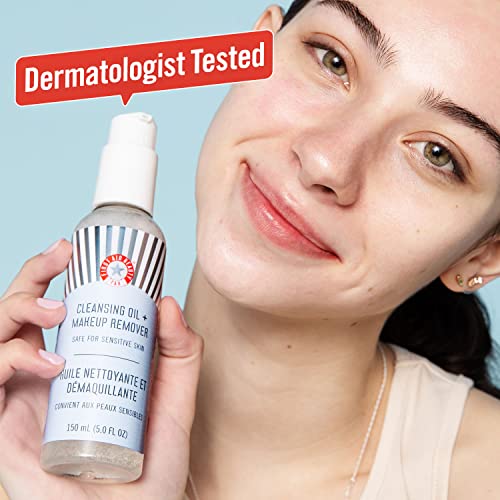 First Aid Beauty 2-in-1 Face Cleansing Oil + Makeup Remover – Leaves Skin Clean & Makeup Free – Daily Face Wash for Dry, Oily, Normal & Combination Skin – 5.0 oz