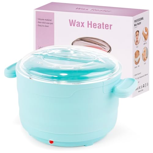 Beloving Green Circle Silicone Wax Warmer for Hair Removal, 18.6oz Portable Foldable Heating Kit