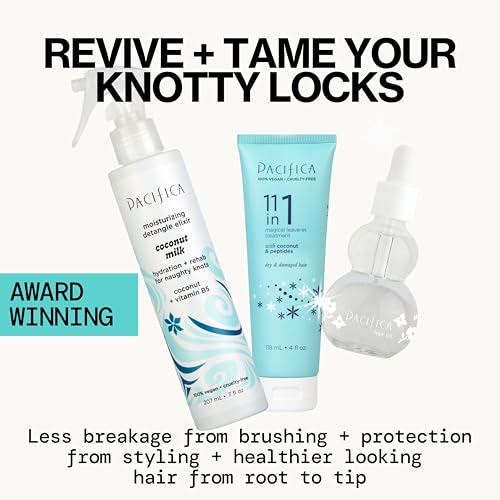 Pacifica Hair Detangler Spray & Leave-In Conditioner Bundle ? Tangle-Releasing Hydrating Leave On Conditioning Elixir for Frizz Control, Knotty Hair Repair & Smooth, Shiny Finish Vegan All Hair Types