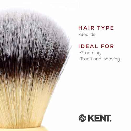 Kent BK8S Shaving Brush with Ultra-Soft Silvertext Synthetic Bristles and Faux Ivory Resin Handle to use with Shave Cream or Soap for a Perfect Lather. Luxury Shaving Since 1777, Made in England