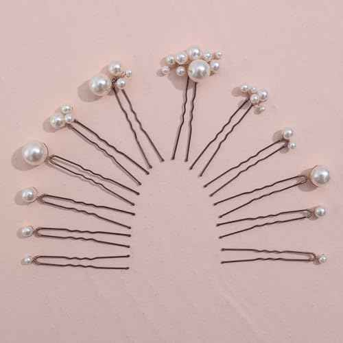 12 Pieces Bridal Hair Accessories Pearl Wedding Hair Pins Handmade Bridal Hair Pins for Wedding Brides Women Girls