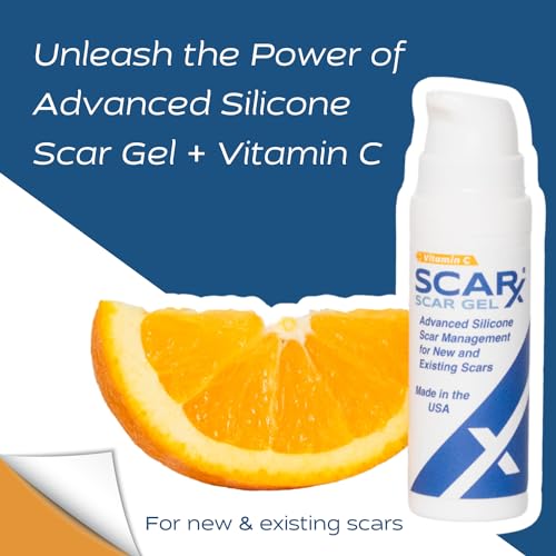 Scarx - Advanced Silicone Scar Gel With Vitamin C - Scar Reduction Topical For Hypertrophic Scars & Keloids After Surgery, Burns, Injuries - Prevent New Scars - Fade Old Scarring - 0.5oz (15g) Bottle