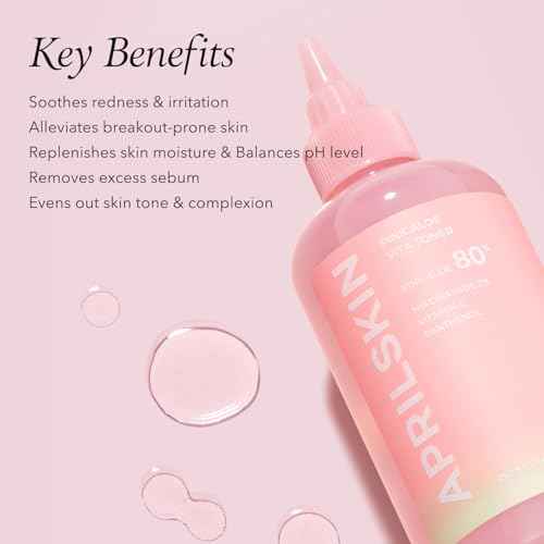APRILSKIN Pink Aloe Vita Toner | Calms and Soothes Redness, Smoothens, and Controls Excess Sebum | 80% Pink Aloe Vera Water | Hydrating, Non-Sticky | Clean & Vegan Korean Skin Care (8.45 fl.oz)