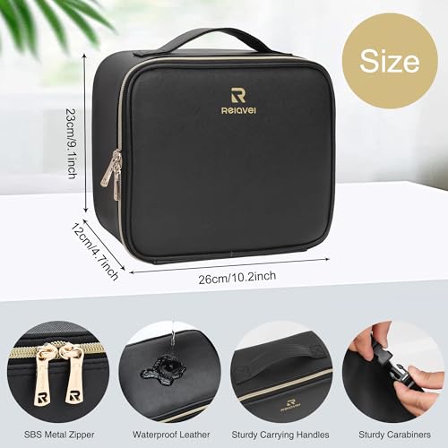 Travel Makeup Bag with LED Mirror & Brush Storage