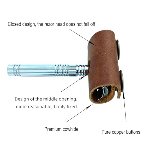 Handmade leather Double Satety Edge Razor Head Protective Sheath For men, Leather Shaving Travel Cover Fits Most Safety Razors (Brown)