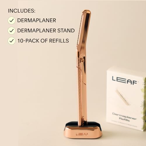 Dermaplaner Kit with Stand and 10 Refill Blades - Silver