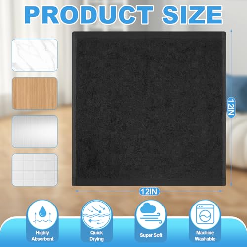 6-Pack 100% Cotton Washcloths 12x12 Inch Black