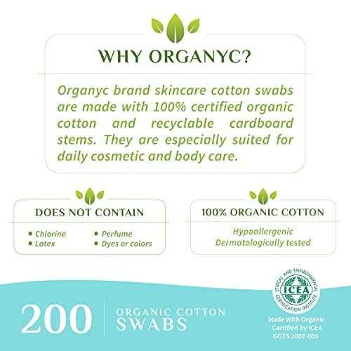 Organyc - 100% Certified Organic Cotton Swabs - No Man-Made Materials 200 count (6 Pack)