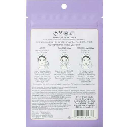 Pacifica Beauty Vegan Ceramide Hydrating Under Eye and Smile Line Jelly Patches, Skincare, Fine Lines, Wrinkles, Puffy Eyes, Anti Wrinkle Patches, Sensitive Skin, Fragrance Free, Face Care (4 Pieces)