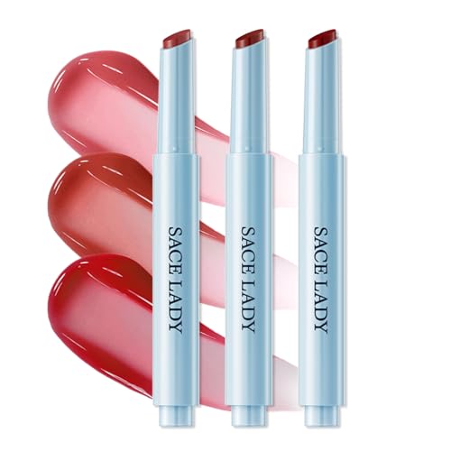 SACE LADY Glossy Lip Tint Set, Moisturizing Non-Sticky Solid Lipstick, 3 Colors