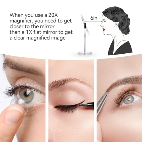 MIYADIVA 20X Magnifying Makeup Mirror - Double Sided with Stand