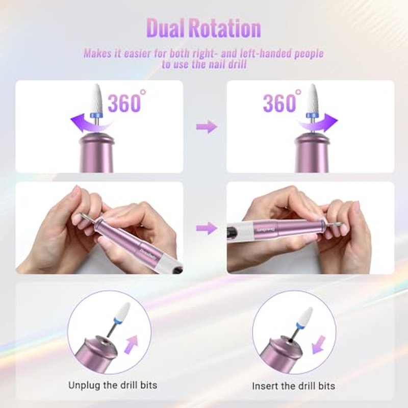 Denabuty Cordless Electric Nail Drill Kit with LED Display – 12-in-1 Professional E-File for Gel & Acrylic Nails
