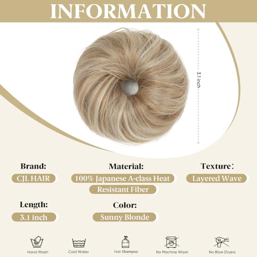Small Messy Bun Hair Piece for Thin Hair - Lightweight Curly Updo