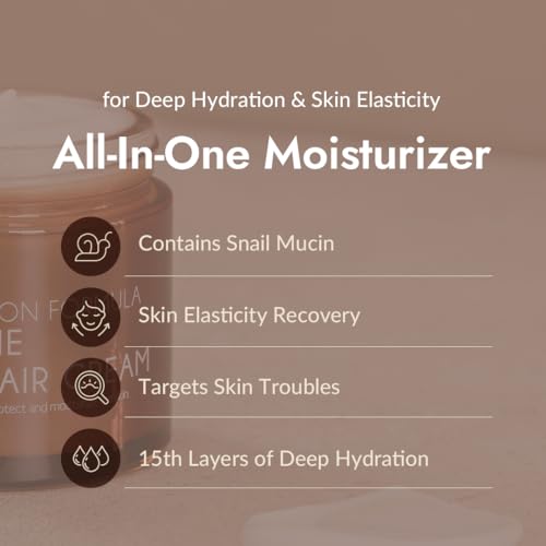 MIZON All-in-One Snail Repair Cream ? Korean Face Moisturizer with Snail Mucin 12 Natural Extracts Hydrating & Nourishing Cream for Fine Lines Wrinkles & Blemish Care ? Big Size(4.06 fl oz)