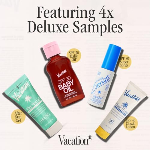 Vacation Sun Belt Sampler, Includes Baby Oil SPF 30, Super Spritz SPF 50 Face Mist, Classic Lotion SPF 30, After Sun Gel,¡°Festival Friendly¡± Fanny Pack
