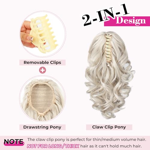 REECHO 12" Curly Ponytail Extension Claw Clip Dark Blonde