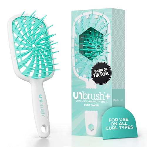FHI Heat UNbrush Plus ? Curly Hair Brush for Gentle & Effective Detangling on Wet or Dry Fragile Hair Types ? Detangler Brush w/ 84 UltraFlex Bristles, Ultra-light, Vented, Anti Static Hairbrush