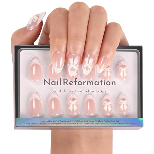 Nail Reformation Press-On Nails Kit with White Bow & French Tip