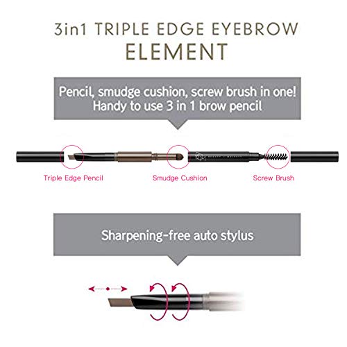 BOM 3-in-1 Eyebrow Pencil - Waterproof, Blender & Spoolie