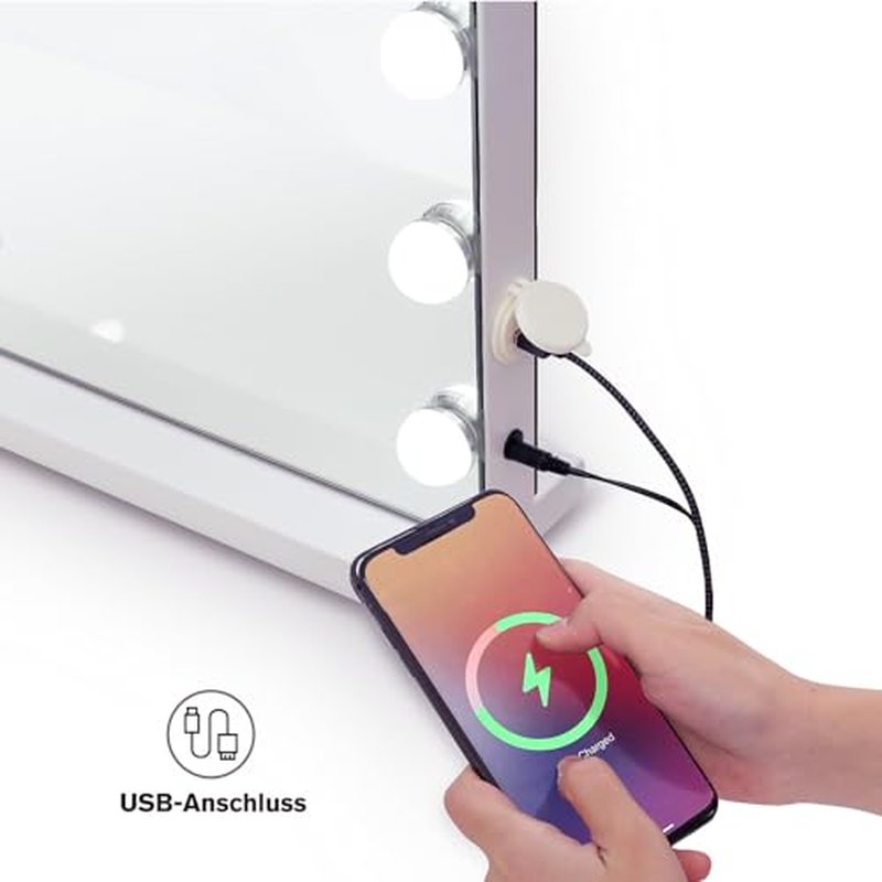 YOURLITE Vanity Mirror with Lights,Large Hollywood Mirror with Lights with 15 Bulbs, 3 Colors Modes & Adjustable Brightness, Makeup Mirrors Vanity with 10x Spot Mirror, USB Charging Port