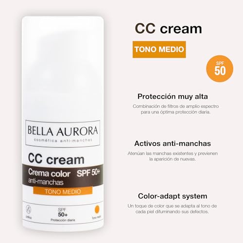 Bella Aurora Cc Cream Medium Shade SPF50 Plus, 30 ml