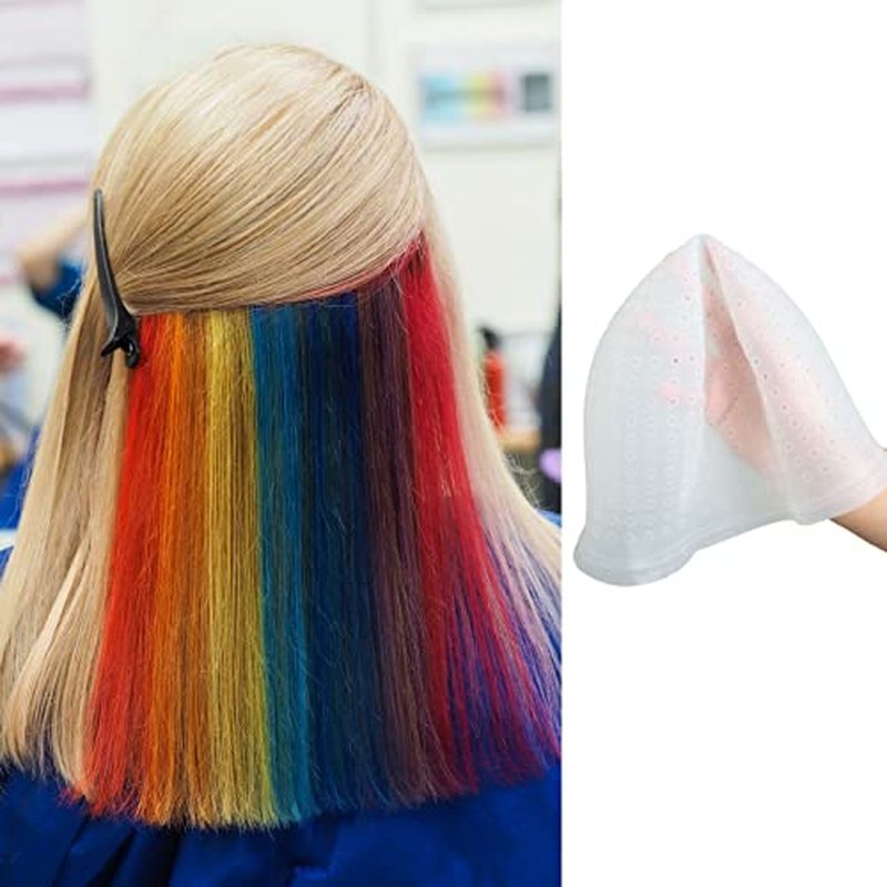 BAILYELA Punched Silicone Highlight Cap Set with Brushes - Reusable Hair Dyeing Tools