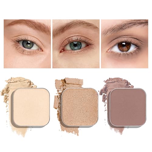 3-Color Eyeshadow Set with Compact ? Removable Neutral Matte & Shimmer Pans, Ivory, Champagne & Taupe, High-Pigment Longwear Eye Makeup