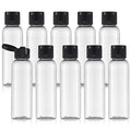 2oz Travel Bottles, Clear Flip Cap, 10-Pack Leakproof