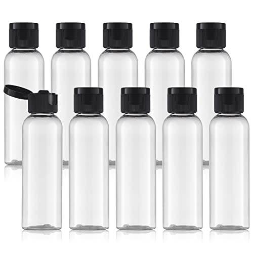 2oz Travel Bottles, Clear Flip Cap, 10-Pack Leakproof