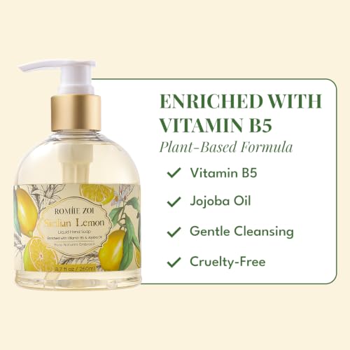ROMIIE ZOI Liquid Hand Soap with Gift Box - Lemon Scent, 8.7oz / 260ml