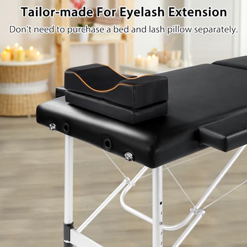 Masajeo Black Portable Eyelash Bed for Lash Extensions, Adjustable & Lightweight