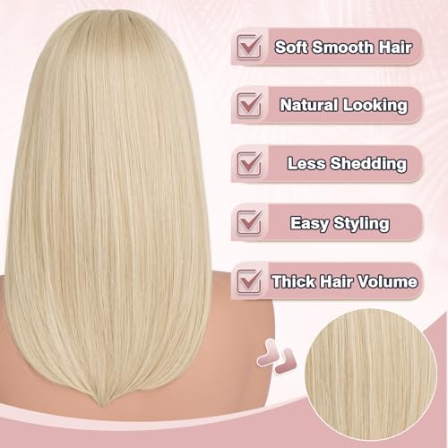 Blonde Bob Wig with Bangs 16" Shoulder Length Synthetic