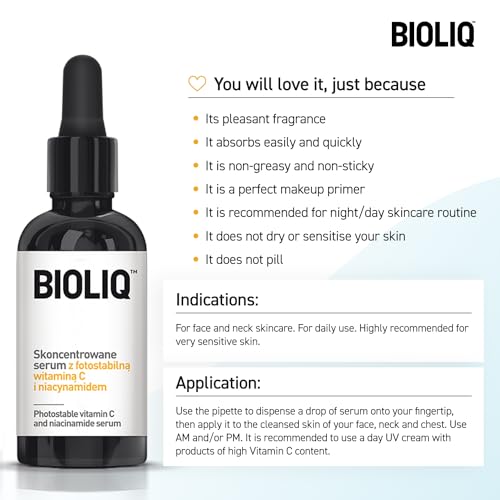 Bioliq - Pro Photostable Vitamin C & Niacinamide Serum - with Green Fruit Extract and 10% SAP Concentration - For Radiant and Supple Skin - 20ml