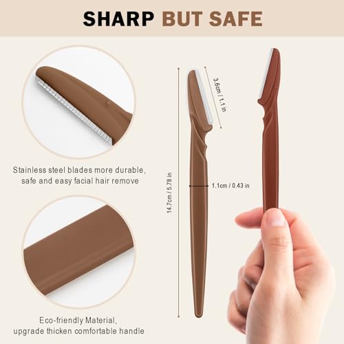 6 Pcs Face Razors for Women with Protective Caps - Eyebrow & Dermaplane Tool Set - Neutral Pack of 6
