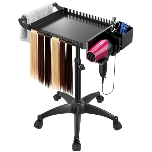 Hairstylist Rolling Cart, Salon Tray Cart on Wheels, Salon Trolley Braiding Hair Rack,Coloring Tray with Holder, Rolling Tool Trolley Hairstylist Station Organizer