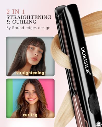 DORISILK 500°F Ceramic Flat Iron - 2-in-1 Hair Straightener & Curler