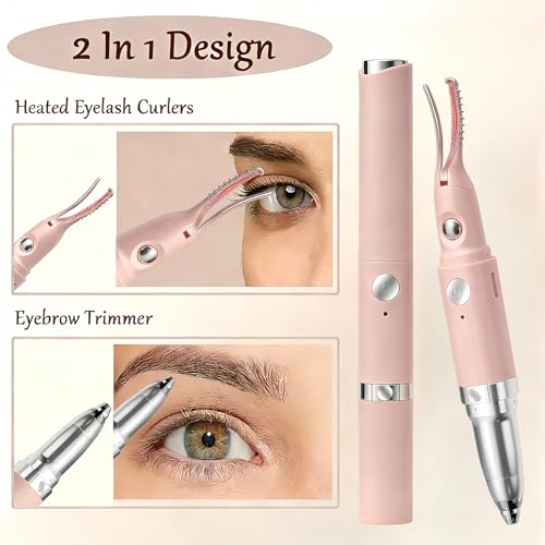 Heated Eyelash Curler & Eyebrow Trimmer 2-in-1 USB Rechargeable
