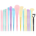 Docolor 17Piece Colorful Makeup Brushes Set With 1PCS Eyelash Comb Curler Eyelash Separator Mascara Applicator,Premium Kabuki Foundation Blending Face Powder Synthetic Make Up Brush Set