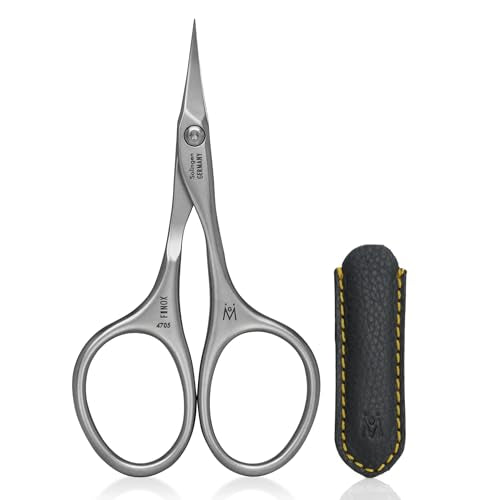 GERMANIKURE Tower Point Cuticle Scissors Grooming Scissors FINOX Stainless Steel Professional Nail Scissors in Leather Case -Ethically Made in Solingen Germany - 4705