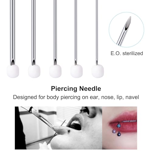 20G Body Piercing Needles - Sterile Disposable Stainless Steel 10pcs - Ear, Nose, Navel, Lip