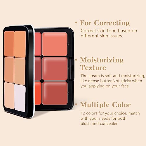HOSAILY 12-Color Cream Blush & Concealer Palette