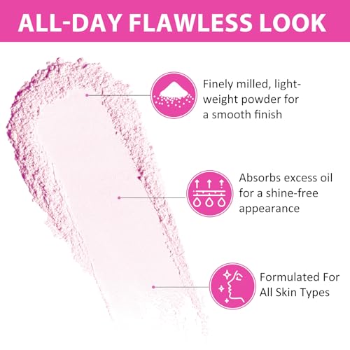 Setting Powder for Makeup, Extra Fluffy Loose Face Powder Poof, Soft Natural Face Makeup for Uneven Skin Tone, Blendable Oil Free Powder Foundation,Talc Free,Vegan,Cruelty-Free, 24g (#3 Pink)