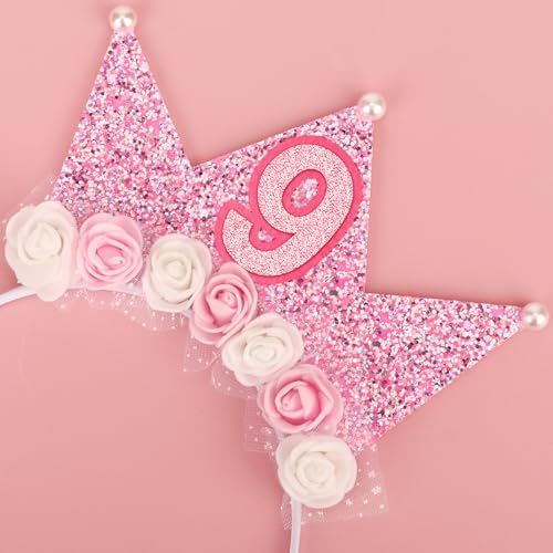 Girls Birthday Crown Headband & Star Wand Set
