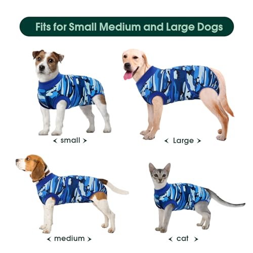 Kuoser Recovery Suit for Dogs Cats After Surgery, Professional Pet Recovery Shirt Dog Abdominal Wounds Bandages, Substitute E-Collar & Cone,Prevent Licking Dog Onesies Pet Surgery Recovery Suit