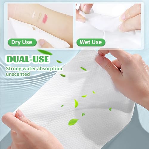 Disposable Face Towel, 600 Count Biodegradable Face Towels, for Washing Soft Cotton Dry Wipes Facial Cloths Towelettes for Washing and Drying
