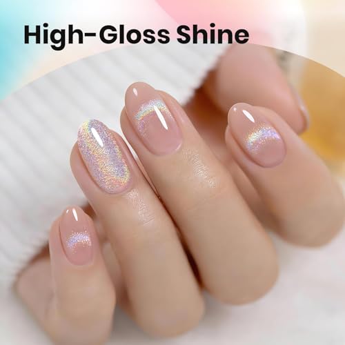 Beetles Rainbow Cat Eye Gel Nail Polish 15ml - Silver Glitter with Magnet