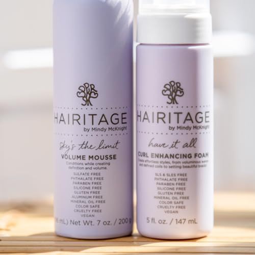 Hairitage Curl Enhancing Foam Mousse with Quinoa & Rice Protein, 5 oz