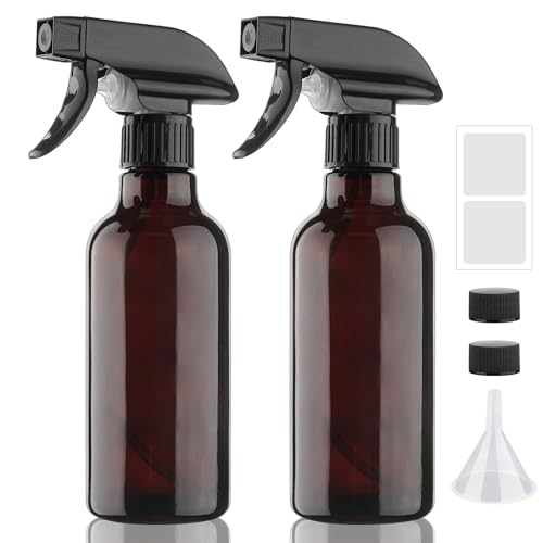 Hethyo 12oz Glass Spray Bottles - Adjustable Nozzle for Hair & Plants (2 Pack)